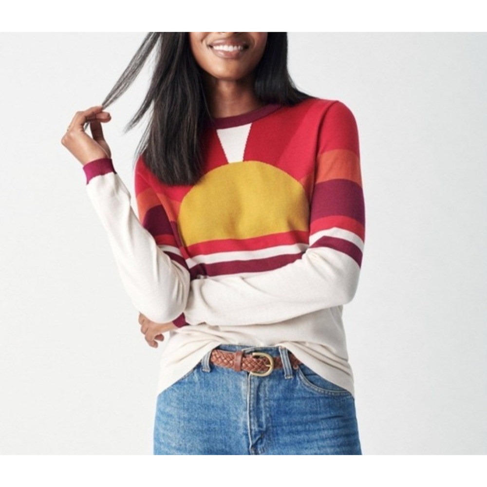 Faherty Womens Merino Wool Sunray Crewneck Long Sleeve Sweater Size Small